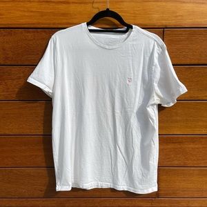 All Saints White T-Shirt with Pink logo. Regular fit.